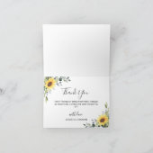 Eleganter Sonnenblumen Eucalyptus Foliage Abschlus Dankeskarte (Innenseite)