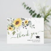 Eleganter Sonnenblumen Eucalyptus Foliage Abschlus Dankeskarte (Stehend Vorderseite)