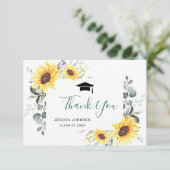 Eleganter Sonnenblumen Eucalyptus Foliage Abschlus Dankeskarte (Stehend Vorderseite)