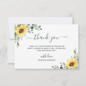 Eleganter Sonnenblumen Eucalyptus Foliage Abschlus Dankeskarte (Rückseite)