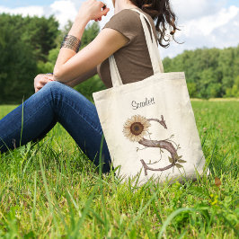 Eleganter Sonnenblumenbuchstabe S Blumenmonogramm Tragetasche