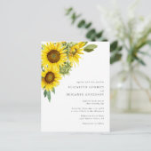 Eleganter Sonnenblumenfall Hochzeit Wasserfarbener Postkarte (Stehend Vorderseite)