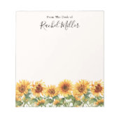 Eleganter Sonnenblumengarten vom Schreibtisch Notizblock (Vorderseite)