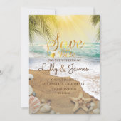 Eleganter Sonnenschein und Blue Ocean Beach Save The Date (Vorderseite)