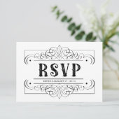 Eleganter South Western Black and White RSVP Karte (Stehend Vorderseite)