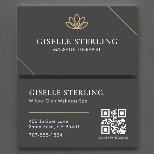 Eleganter Spa- & Wellness-Massagetherapeut QR-Code Visitenkarte