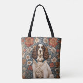 Eleganter Spaniel auf floralem Hintergrund Tasche (Rückseite)