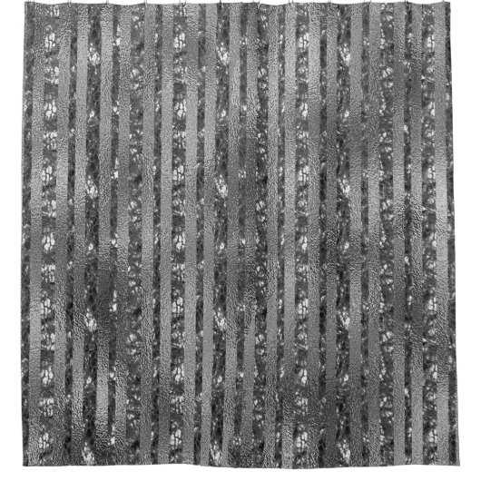Eleganter Sparkle Glitzer Chic Silver Stripes Duschvorhang (Vorderseite)