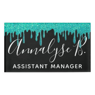 Eleganter Sparkle Glitzer Funkelnd Name Beruflich Namenschild