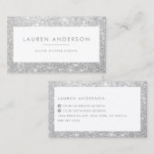 Eleganter Sparkle und Shine Silver Glitzer Salon Visitenkarte (Vorne/Hinten)