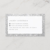 Eleganter Sparkle und Shine Silver Glitzer Salon Visitenkarte (Rückseite)
