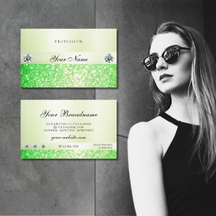 Eleganter Sparkling Grass Green Glitzer und Diamon Visitenkarte