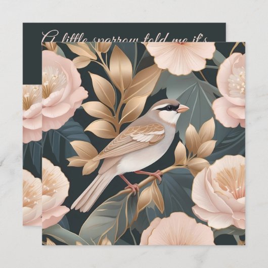 Eleganter Sparrow Rosa und Gold Floral (Vorne/Hinten)