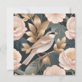 Eleganter Sparrow Rosa und Gold Floral (Vorderseite)