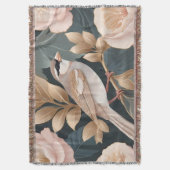 Eleganter Sparrow Rosa und Gold Floral Decke (Vorderseite Vertikal)