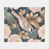 Eleganter Sparrow Rosa und Gold Floral Fleecedecke (Vorderseite (Horizontal))