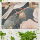 Eleganter Sparrow Rosa und Gold Floral Geschirrtuch (Gefaltet)