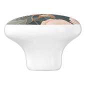 Eleganter Sparrow Rosa und Gold Floral Keramikknauf (Seitenansicht)