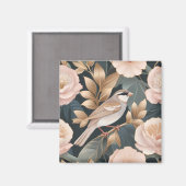 Eleganter Sparrow Rosa und Gold Floral Magnet (Vorderseite/Rückseite)