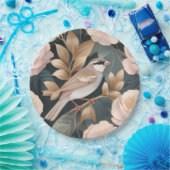 Eleganter Sparrow Rosa und Gold Floral Pappteller (Party)