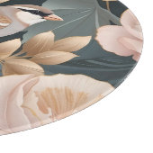 Eleganter Sparrow Rosa und Gold Floral Schneidebrett (Ecke)