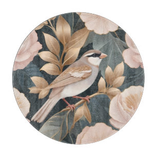 Eleganter Sparrow Rosa und Gold Floral Schneidebrett