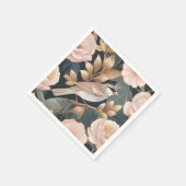 Eleganter Sparrow Rosa und Gold Floral Serviette (Ecke)