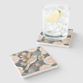 Eleganter Sparrow Rosa und Gold Floral Steinuntersetzer (Seitenansicht)