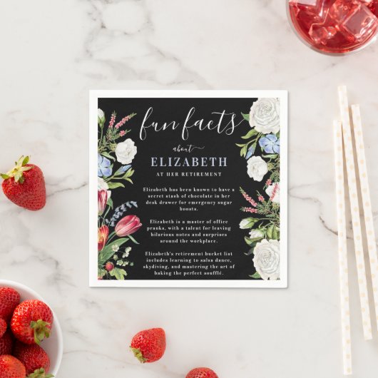 Eleganter Spaß Fakten Moderne Script Pastel Floral Serviette (Beispiel)