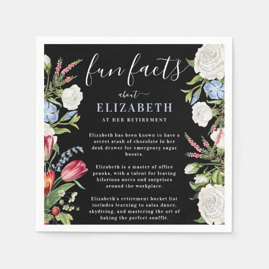 Eleganter Spaß Fakten Moderne Script Pastel Floral Serviette (Vorderseite)