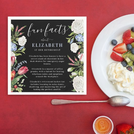 Eleganter Spaß Fakten Moderne Script Pastel Floral Serviette