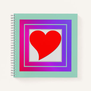 Eleganter Spaß Girly Red Heart, Lila rosa und Aqua Notizblock