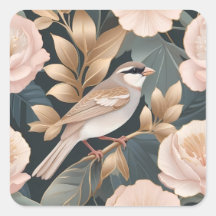 Eleganter Spatz Dusty Pink und Gold Blütenmuster