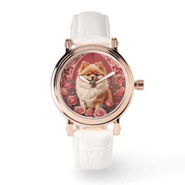 Eleganter Spitz Dog William Morris Inspiriert Armbanduhr (Vorderseite)