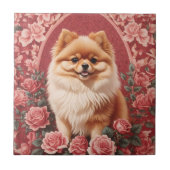 Eleganter Spitz Dog William Morris Inspiriert Fliese (Vorderseite)