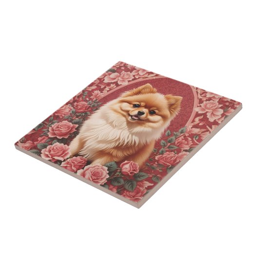 Eleganter Spitz Dog William Morris Inspiriert Fliese (Seite)