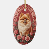 Eleganter Spitz Dog William Morris Inspiriert Keramik Ornament (Rechts)