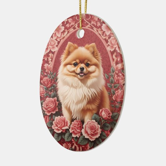 Eleganter Spitz Dog William Morris Inspiriert Keramik Ornament (Links)
