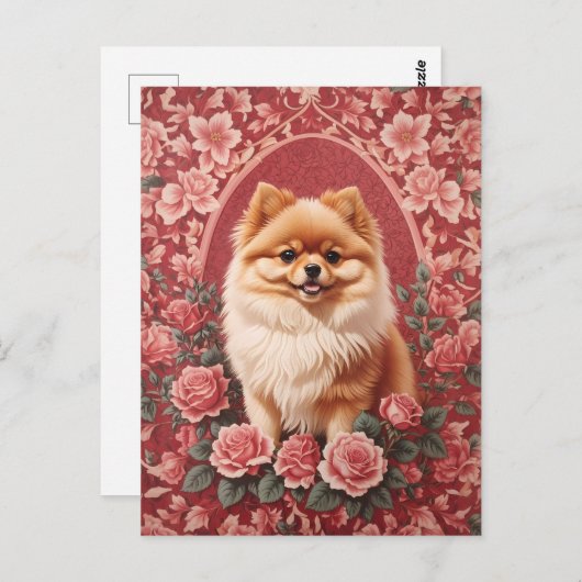 Eleganter Spitz Dog William Morris Inspiriert Postkarte (Vorne/Hinten)