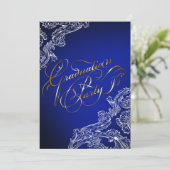 Eleganter Spitzen- und Kalligraphie-Abschluss Einl Einladung (Stehend Vorderseite)