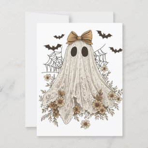 Eleganter Spitzengeist mit Schleife Floral Ghost Postkarte