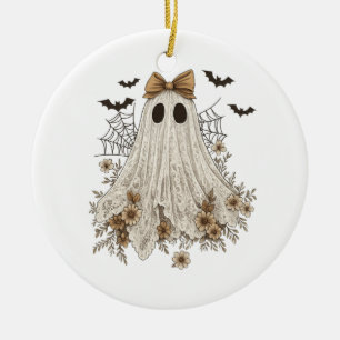 Eleganter Spitzengeist mit Schleife Floraler Gei Keramik Ornament