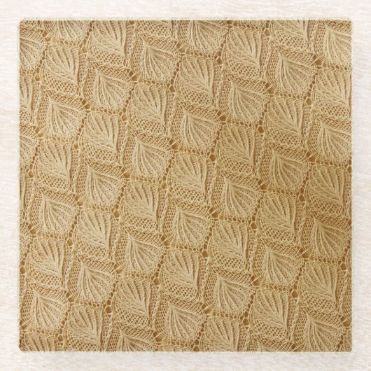 Eleganter Spitzenstoff: Texturierte Muster. Glasuntersetzer (Vorderseite)