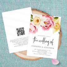 Eleganter Spring Floral QR Code Hochzeit