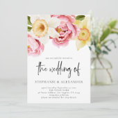 Eleganter Spring Floral QR Code Hochzeit Einladung (Stehend Vorderseite)