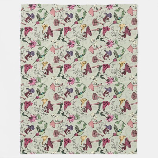 Eleganter Spring Garden Hummingbird & Blume Fleecedecke (Vorderseite)