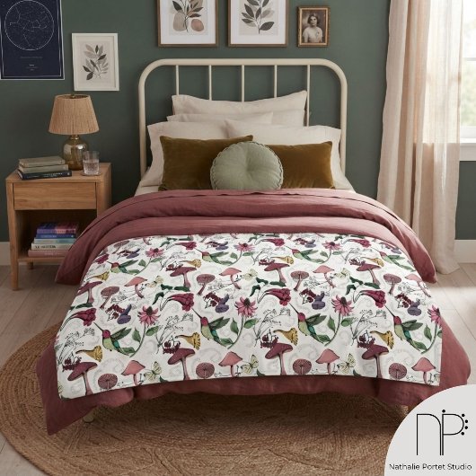 Eleganter Spring Garden Hummingbird & Blume Fleecedecke
