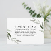 Eleganter Spring Green Leaf Wedding Live Stream Begleitkarte (Stehend Vorderseite)