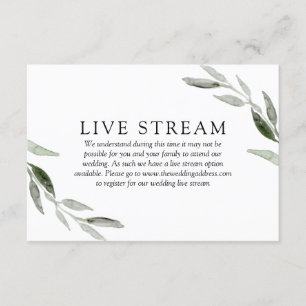 Eleganter Spring Green Leaf Wedding Live Stream Begleitkarte