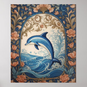 Eleganter springender Delfin, inspiriert von Willi Poster